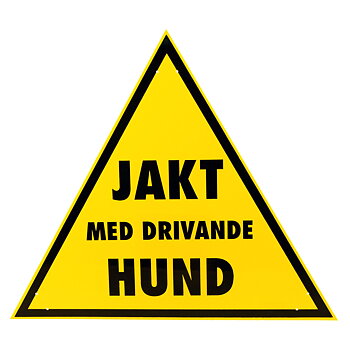 Skylt Drivande Hund