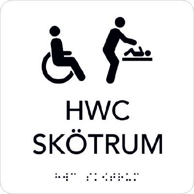 Taktil Skylt HWC Skötrum Unigraphics, SKYLT UNIGRAPHICS SKÖTRUM HANDIK TOALETT TAKTIL VI 150X150MM