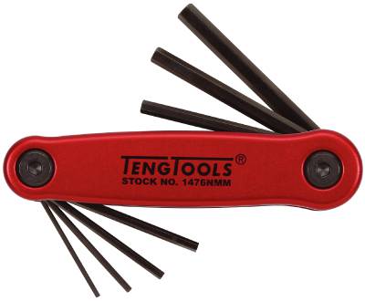 Sexkantnycklar i sats Teng Tools 1476NMM / 1476NAF, SEXKANTNYCKELSATS TUM 1476NAF