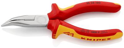 Tänger med flata, runda käftar och skär (radiotänger) (1000&nbsp;V), Knipex 25 26 160, FLACKTÅNG KNIPEX 25 26 160