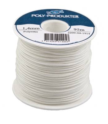 Polyestersilkelina flätad, POLYESTERSILKELINA POLY FLÄTAD VIT 1,4MMX95M