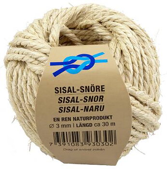 Bindgarn sisal, BINDGARN POLY SISAL VIT 3MMX30M