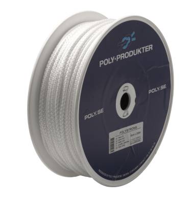 Flagglinor flätade, FLAGGLINA POLY FLÄTAD POLYESTER VIT 6MMX200M