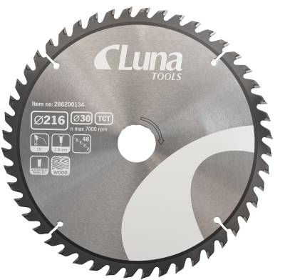 Cirkelsågklinga Luna Standard, CIRKELSÅGKLINGA TCT STANDARD LUNA 216X30 Z48