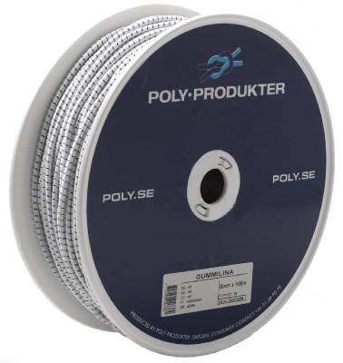 Gummilina, GUMMILINA POLY FLÄTAD VIT 8MMX100M - 2