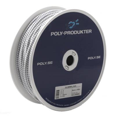 Gummilina, GUMMILINA POLY FLÄTAD VIT 8MMX100M