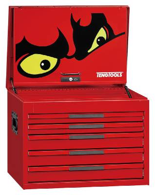 Verktygslåda 5 lådor röd djup - TengTools - 2