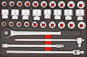 32 delars Hylsnyckelsats med 3/4'' fyrkantsfäste Teng Tools TTESK32, HYLSNYCKELSATS EVA 3/4 32 DELAR
