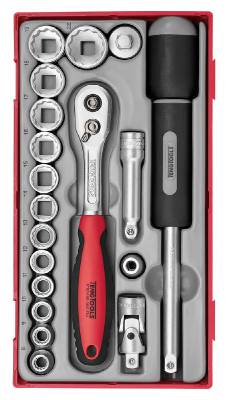 19 delars Hylsnyckelsats. Med 3/8" fyrkantsfäste Teng Tools TT381912, HYLSNYCKELSATS 3/8 TT381912