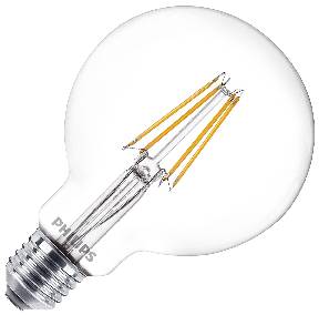 LED lampa classic glob, LEDLAMPA CLASSIC PHILIPS GLOB E27 60W G93 VARMVIT KLAR - 2