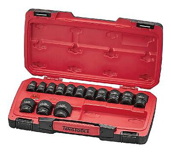 18 delars krafthylssats med 1/2" fyrkantsfäste Teng Tools T9218AF, KRAFTHYLSSATS 1/2 T9218AF 18 DELAR TUM