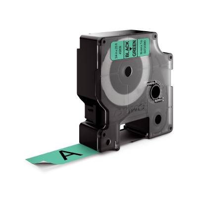 Industrimärkband Dymo, MÄRKBAND DYMO D1 19MMx7M SVART/GRÖN