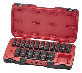 22 delars krafthylssats med 1/2" fyrkantsfäste Teng Tools T9222L, KRAFTHYLSSATS 1/2 T9222L 22 DELAR MM