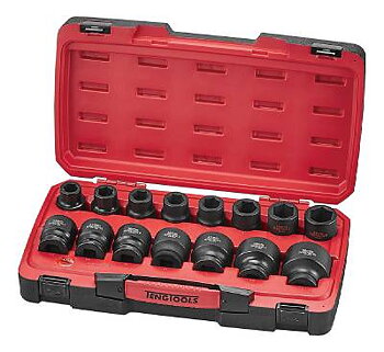 17 delars krafthylssats med 3/4" fyrkantsfäste Teng Tools T9417, KRAFTHYLSSATS 3/4 T9417 17 DELAR MM