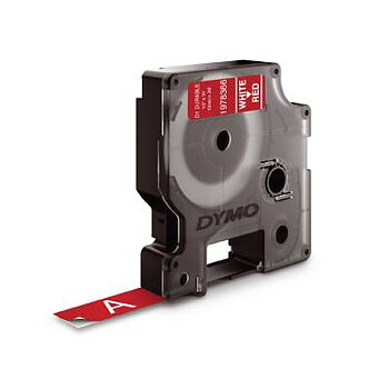 Märkband extra starkt DYMO, MÄRKBAND DYMO D1 12MMx3M VIT/RÖD EXTRA STARK