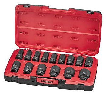 17 delars krafthylssats med 3/4" fyrkantsfäste Teng Tools T9417L, KRAFTHYLSSATS 3/4 T9417L 17 DELAR MM