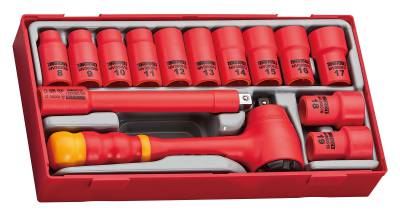 14 delars Hylsnyckelsats med 3/8”-fäste Teng Tools TTV3814 1000&nbsp;V, HYLSNYCKELSATS 3/8 TENG TOOLS 1000V TTV3814