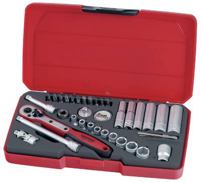 Hylsnyckelsats. Med 1/4'' fyrkantsfäste Teng Tools T1436, HYLSNYCKELSATS 1/4 T1436