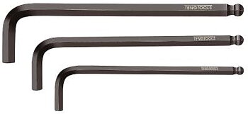 Sexkantnyckel med klotformat huvud. Tumstorlekar. Teng Tools 3901025BL-390112BL, SEXKANTNYCKEL KULA 3/16 CR-MO
