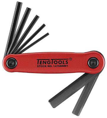 Sexkantnycklar i sats Teng Tools 1476NMM1, SEXKANTNYCKELSATS 2.5-10MM 7 DELAR 1476NMM1