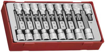 18 delars Hylsbitssats för TX-spår, 1/2'' fyrkantsfäste. Teng Tools TTTX18, HYLSBITSSATS 1/2 TX 18 DELAR