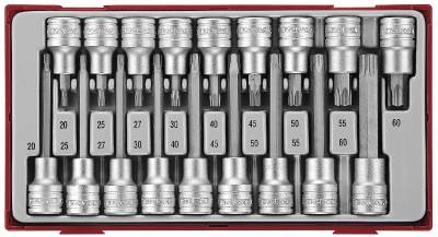 18 delars Hylsbitssats för TX-spår, 1/2'' fyrkantsfäste. Teng Tools TTTX18, HYLSBITSSATS 1/2 TX 18 DELAR - 2