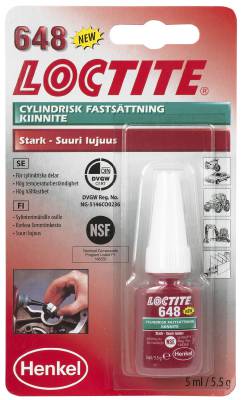 Cylindrisk fastsättning , höghållfast Loctite 648, LIM CYLINDRISK 648 5ML