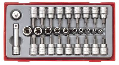 30 delars TX-hylssats med 1/4'' och 3/8'' fyrkantsfäste Teng Tools TTTX30, HYLSBITSSATS TX 30 DELAR