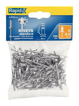 Standardnit, aluminium Rapid, BLINDNIT STANDARD 4X8MM