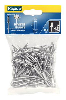 Standardnit, aluminium Rapid, BLINDNIT STANDARD 4,8X16MM