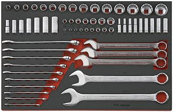 62 delars U-ringnyckel- och hylssats Teng Tools TTEAF62, VERKTYGSSATS TUM EVA 62 DEL