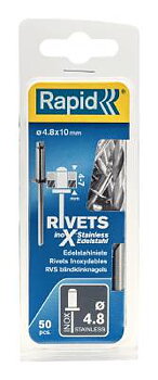 Rostfri blindnit Rapid, BLINDNIT ROSTFR. 4,8X10MM