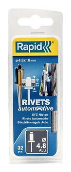 Automotiv, aluminium Rapid, BLINDNIT AUTO 4,8X16MM FÄRG