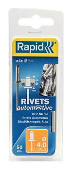 Automotiv, aluminium Rapid, BLINDNIT AUTO 4X12MM BLANK