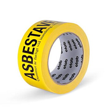 Varningstejp Asbestavfall ETAB, VARNINGSTEJP ETAB ASBESTAVFALL 50MMX66M