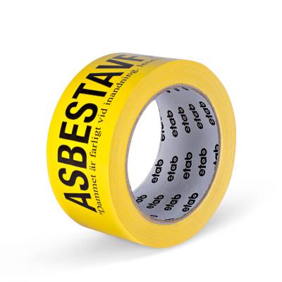 Varningstejp Asbestavfall ETAB, VARNINGSTEJP ETAB ASBESTAVFALL 50MMX66M
