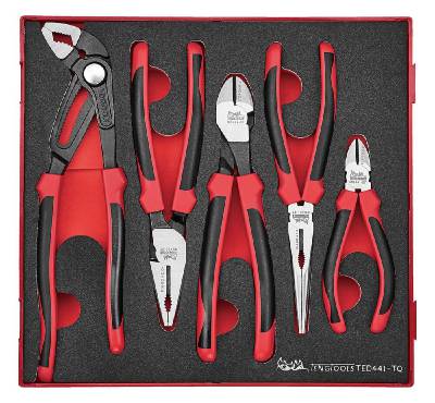 6-delars tångsats. TengTools TED441-TQ, TÅNGSATS 5 DELAR TED441TQ FOAM