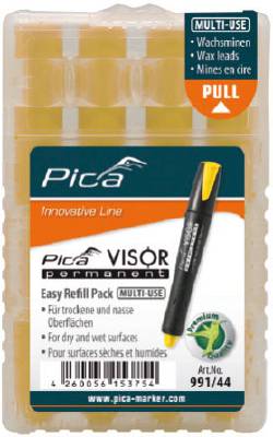 Reservstift Pica VISOR, MÄRKSTIFT PICA VISOR GUL PERMANENT 4-PACK