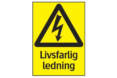 Varningsskylt Livsfarlig ledning, SKYLT 330116 VARNING LIVSFARLIG LEDNING 105X148MM