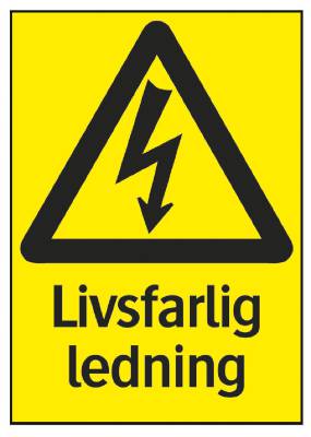Varningsskylt Livsfarlig ledning, SKYLT 330116 VARNING LIVSFARLIG LEDNING 105X148MM - 2
