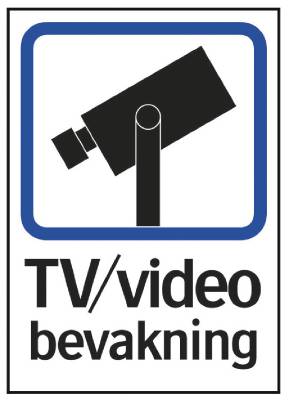 Ordningsskylt TV/video bevakning, SKYLT 357915 TRIVSEL TV/VIDEOBEVAKNING 148210MM