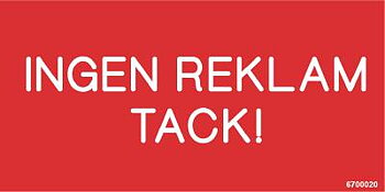 Ordningsdekal Unigraphics Ingen reklam tack, DEKAL UNIGRAPHICS INGEN REKLAM TACK 100X50MM