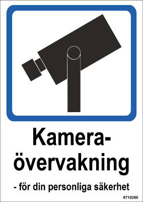 Ordningsskylt Unigraphics Kameraövervakning, SKYLT UNIGRAPHICS KAMERAÖVERVAKNING PLAST 105X148MM