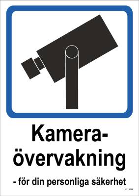 Ordningsskylt Unigraphics Kameraövervakning, SKYLT UNIGRAPHICS KAMERAÖVERVAKNING PLAST 210X297MM