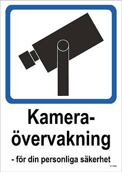 Ordningsskylt Unigraphics Kameraövervakning, SKYLT UNIGRAPHICS KAMERAÖVERVAKNING PLAST 210X297MM