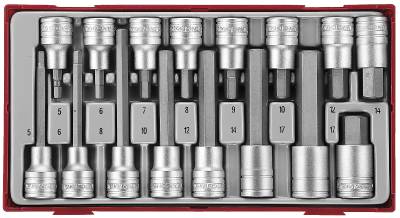 16 delars insex hylsbitssats. Med 1/2'' fyrkantsfäste. Teng Tools TTHEX16, HYLSBITSSATS 1/2 SEXKANT MM 16 DELAR - 2