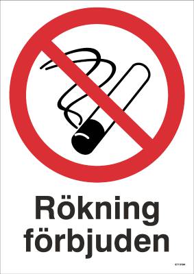 Förbudsskylt Unigraphics Rökning förbjuden, SKYLT UNIGRAPHICS RÖKNING FÖRBJUDEN PLAST 210X297MM