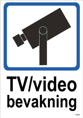 Ordningsskylt Unigraphics TV/video bevakning, SKYLT UNIGRAPHICS TV/VIDEOBEVAKNING PLAST 148X210MM