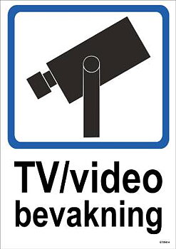 Ordningsskylt Unigraphics TV/video bevakning, SKYLT UNIGRAPHICS TV/VIDEOBEVAKNING PLAST 148X210MM