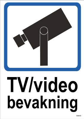 Ordningsskylt Unigraphics TV/video bevakning, SKYLT UNIGRAPHICS TV/VIDEOBEVAKNING PLAST 210X297MM